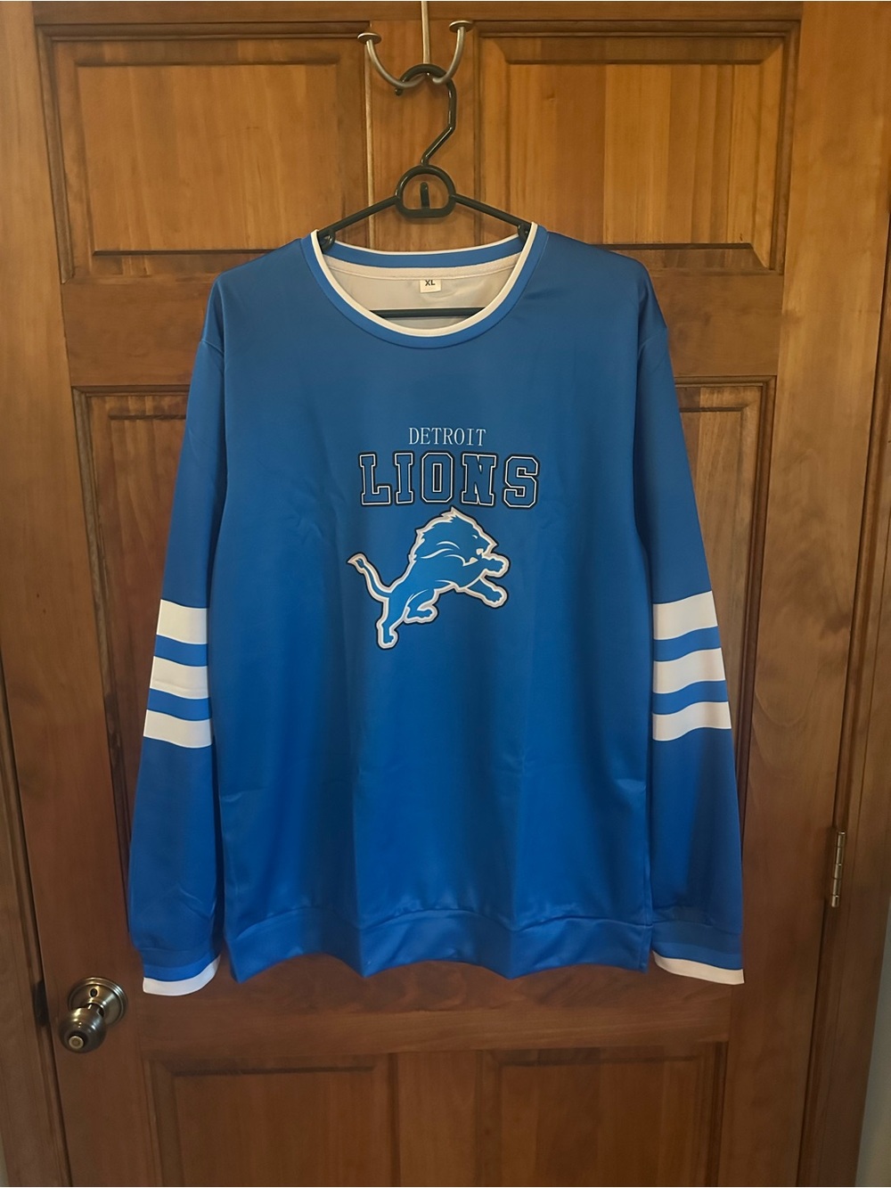Detroit Lions Long Sleeve Crewneck Sweatshirt - Blue Size XL